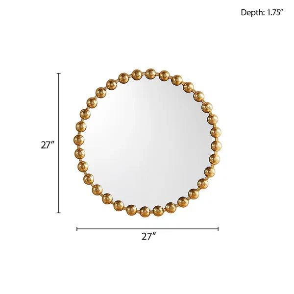 Marlowe Beaded Round Metal Wall Mirror